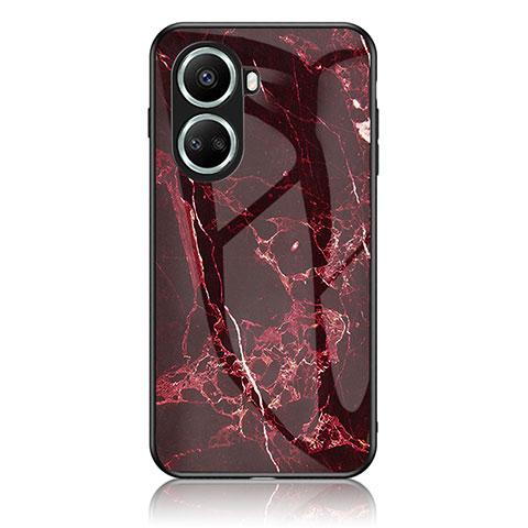 Coque Contour Silicone et Vitre Motif Fantaisie Miroir Etui Housse pour Huawei Nova 10 SE Rouge