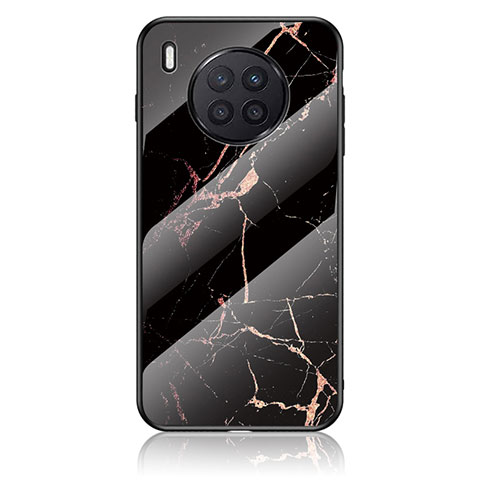 Coque Contour Silicone et Vitre Motif Fantaisie Miroir Etui Housse pour Huawei Nova 8i Or et Noir