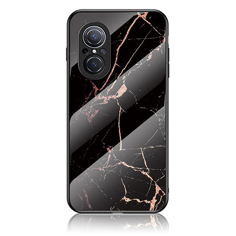 Coque Contour Silicone et Vitre Motif Fantaisie Miroir Etui Housse pour Huawei Nova 9 SE Or et Noir