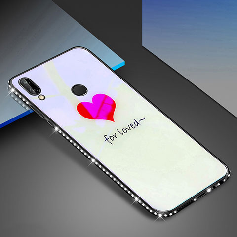 Coque Contour Silicone et Vitre Motif Fantaisie Miroir Etui Housse pour Huawei P20 Lite Blanc