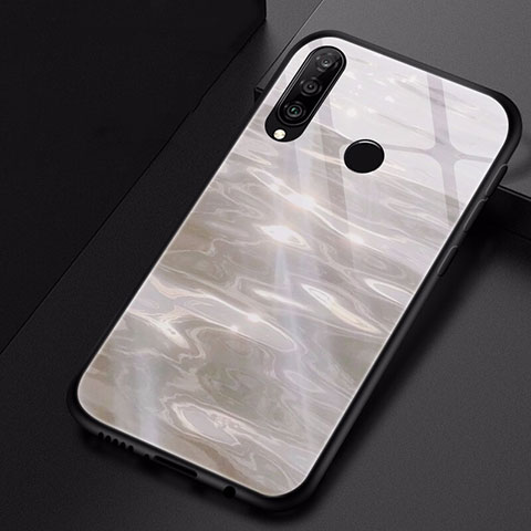 Coque Contour Silicone et Vitre Motif Fantaisie Miroir Etui Housse pour Huawei P30 Lite Gris