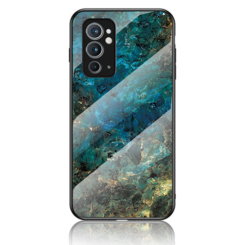 Coque Contour Silicone et Vitre Motif Fantaisie Miroir Etui Housse pour OnePlus 9RT 5G Bleu