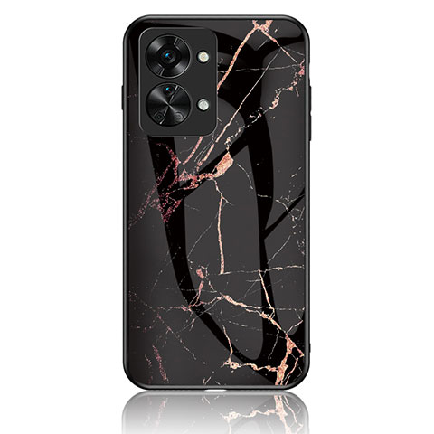 Coque Contour Silicone et Vitre Motif Fantaisie Miroir Etui Housse pour OnePlus Nord 2T 5G Or et Noir