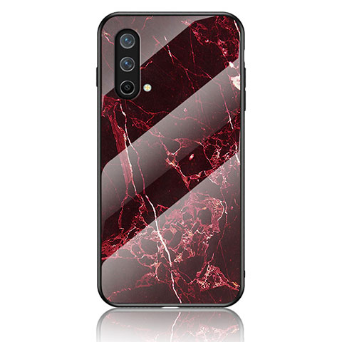 Coque Contour Silicone et Vitre Motif Fantaisie Miroir Etui Housse pour OnePlus Nord CE 5G Rouge