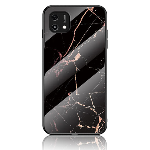 Coque Contour Silicone et Vitre Motif Fantaisie Miroir Etui Housse pour Oppo A16e Or et Noir