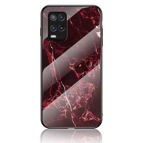 Coque Contour Silicone et Vitre Motif Fantaisie Miroir Etui Housse pour Oppo A54 4G Rouge