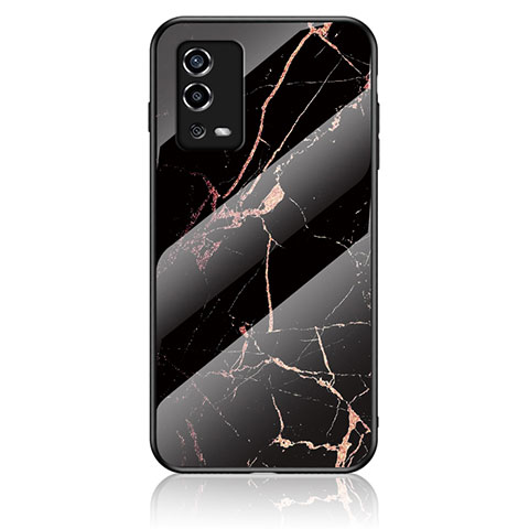 Coque Contour Silicone et Vitre Motif Fantaisie Miroir Etui Housse pour Oppo A55 4G Or et Noir