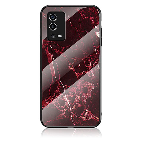 Coque Contour Silicone et Vitre Motif Fantaisie Miroir Etui Housse pour Oppo A55 4G Rouge