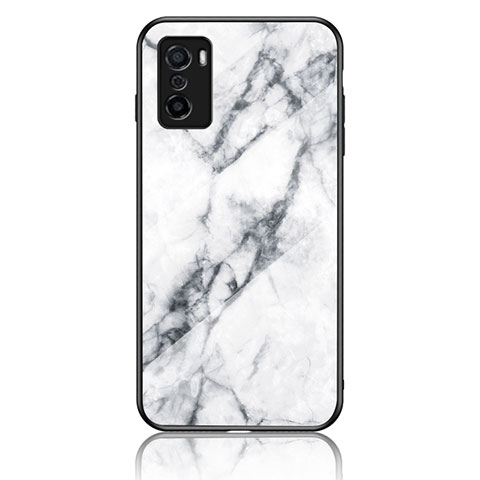 Coque Contour Silicone et Vitre Motif Fantaisie Miroir Etui Housse pour Oppo A55S 5G Blanc