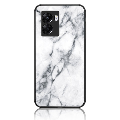 Coque Contour Silicone et Vitre Motif Fantaisie Miroir Etui Housse pour Oppo A56S 5G Blanc