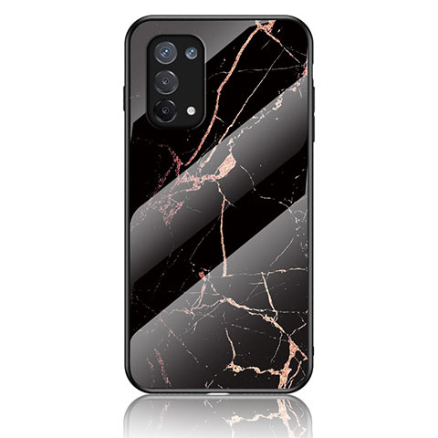 Coque Contour Silicone et Vitre Motif Fantaisie Miroir Etui Housse pour Oppo A74 5G Or et Noir