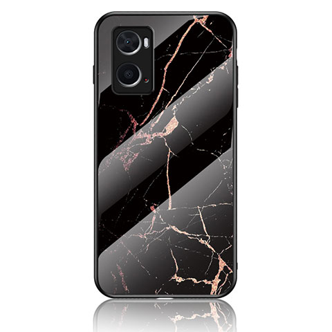 Coque Contour Silicone et Vitre Motif Fantaisie Miroir Etui Housse pour Oppo A76 Or et Noir