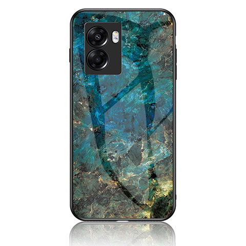 Coque Contour Silicone et Vitre Motif Fantaisie Miroir Etui Housse pour Oppo A77 5G Bleu