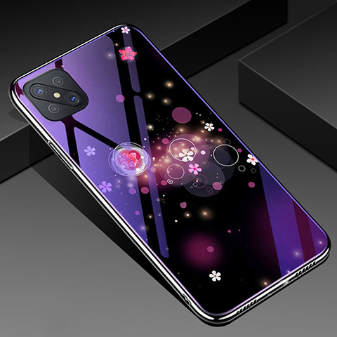 Coque Contour Silicone et Vitre Motif Fantaisie Miroir Etui Housse pour Oppo A92s 5G Violet