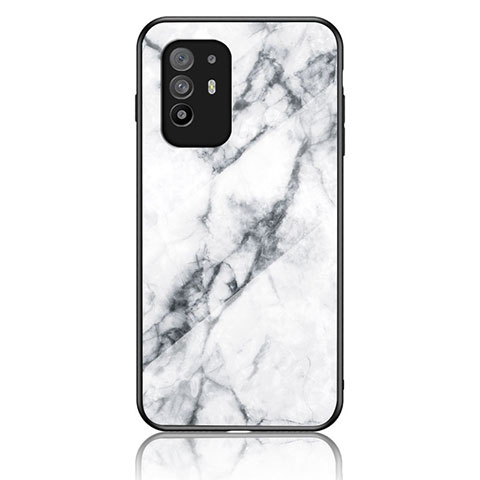 Coque Contour Silicone et Vitre Motif Fantaisie Miroir Etui Housse pour Oppo A94 5G Blanc