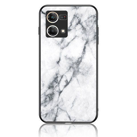 Coque Contour Silicone et Vitre Motif Fantaisie Miroir Etui Housse pour Oppo F21 Pro 4G Blanc