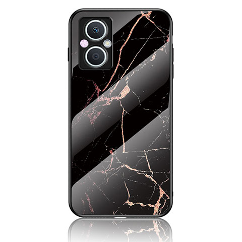 Coque Contour Silicone et Vitre Motif Fantaisie Miroir Etui Housse pour Oppo F21 Pro 5G Or et Noir