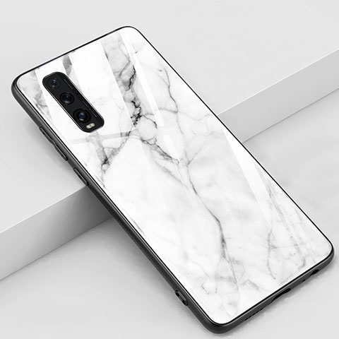 Coque Contour Silicone et Vitre Motif Fantaisie Miroir Etui Housse pour Oppo Find X2 Blanc