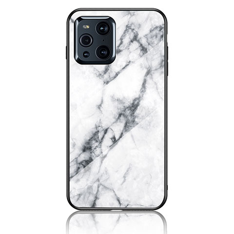 Coque Contour Silicone et Vitre Motif Fantaisie Miroir Etui Housse pour Oppo Find X3 Pro 5G Blanc