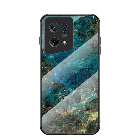 Coque Contour Silicone et Vitre Motif Fantaisie Miroir Etui Housse pour Oppo Find X5 5G Bleu