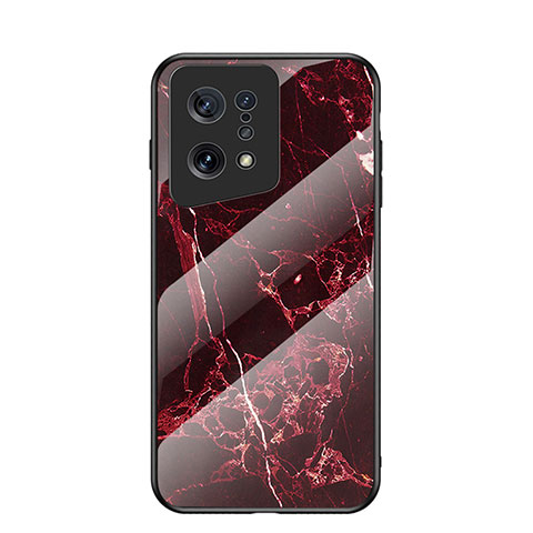 Coque Contour Silicone et Vitre Motif Fantaisie Miroir Etui Housse pour Oppo Find X5 5G Rouge