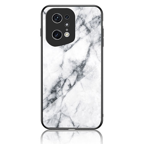 Coque Contour Silicone et Vitre Motif Fantaisie Miroir Etui Housse pour Oppo Find X5 Pro 5G Blanc