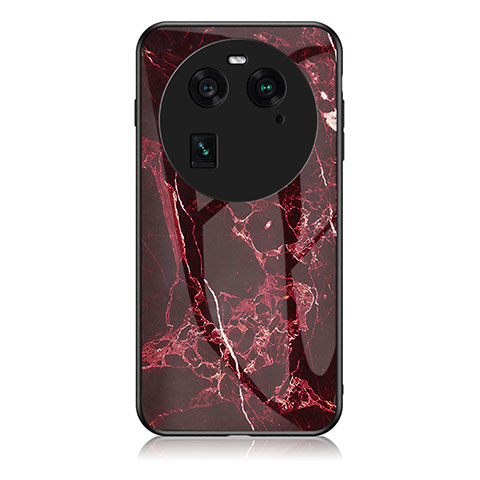 Coque Contour Silicone et Vitre Motif Fantaisie Miroir Etui Housse pour Oppo Find X6 5G Rouge