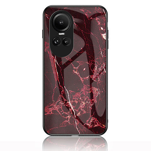 Coque Contour Silicone et Vitre Motif Fantaisie Miroir Etui Housse pour Oppo Reno10 Pro 5G Rouge