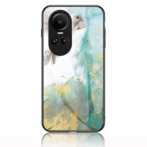 Coque Contour Silicone et Vitre Motif Fantaisie Miroir Etui Housse pour Oppo Reno10 Pro 5G Vert