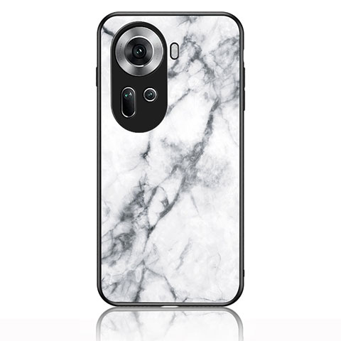 Coque Contour Silicone et Vitre Motif Fantaisie Miroir Etui Housse pour Oppo Reno11 5G Blanc