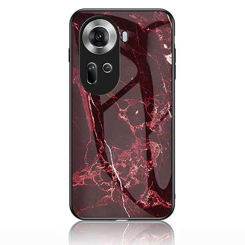 Coque Contour Silicone et Vitre Motif Fantaisie Miroir Etui Housse pour Oppo Reno11 5G Rouge