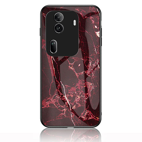 Coque Contour Silicone et Vitre Motif Fantaisie Miroir Etui Housse pour Oppo Reno11 Pro 5G Rouge