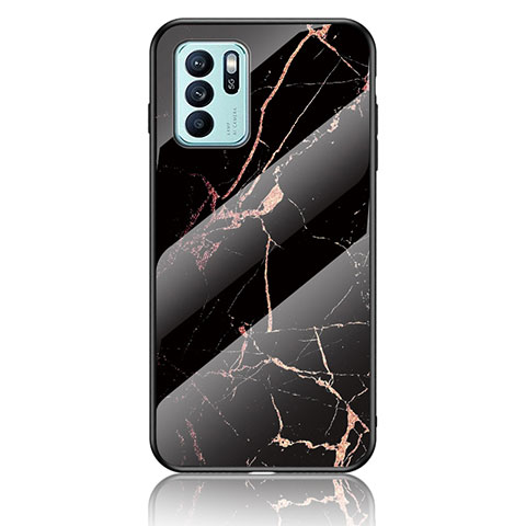 Coque Contour Silicone et Vitre Motif Fantaisie Miroir Etui Housse pour Oppo Reno6 Z 5G Or et Noir