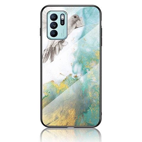 Coque Contour Silicone et Vitre Motif Fantaisie Miroir Etui Housse pour Oppo Reno6 Z 5G Vert