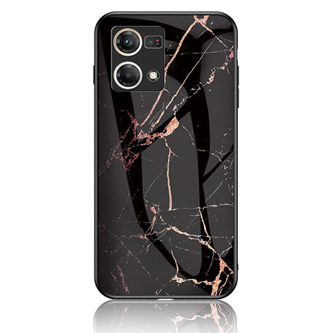 Coque Contour Silicone et Vitre Motif Fantaisie Miroir Etui Housse pour Oppo Reno7 4G Or et Noir