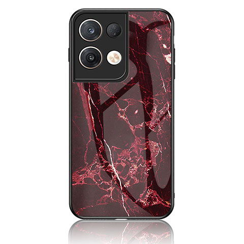 Coque Contour Silicone et Vitre Motif Fantaisie Miroir Etui Housse pour Oppo Reno8 Pro 5G Rouge