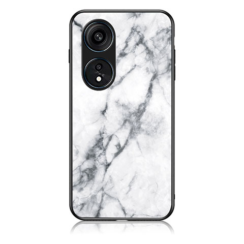 Coque Contour Silicone et Vitre Motif Fantaisie Miroir Etui Housse pour Oppo Reno8 T 4G Blanc