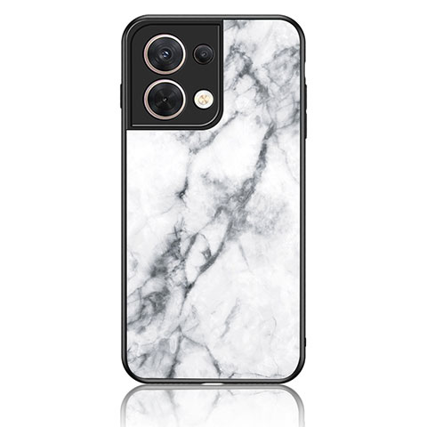 Coque Contour Silicone et Vitre Motif Fantaisie Miroir Etui Housse pour Oppo Reno9 5G Blanc