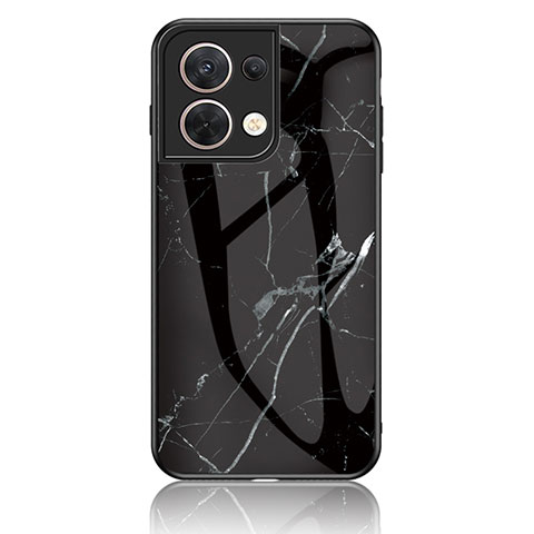 Coque Contour Silicone et Vitre Motif Fantaisie Miroir Etui Housse pour Oppo Reno9 5G Noir