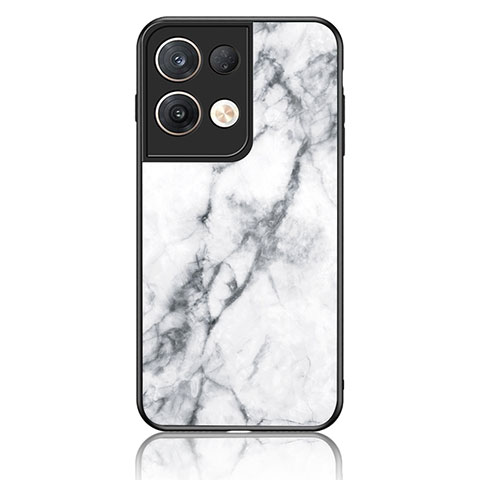 Coque Contour Silicone et Vitre Motif Fantaisie Miroir Etui Housse pour Oppo Reno9 Pro+ Plus 5G Blanc