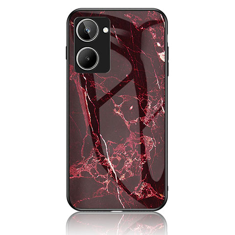 Coque Contour Silicone et Vitre Motif Fantaisie Miroir Etui Housse pour Realme 10 4G Rouge