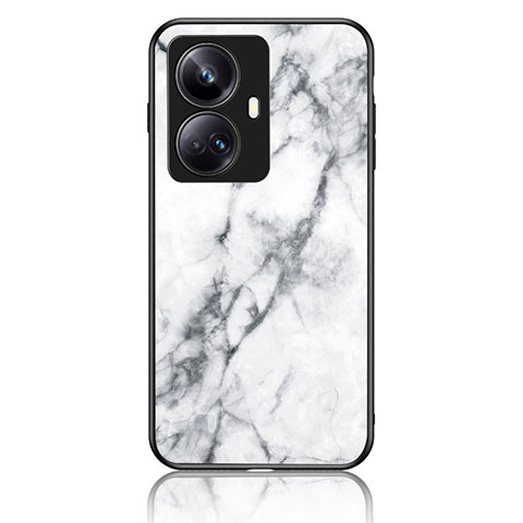 Coque Contour Silicone et Vitre Motif Fantaisie Miroir Etui Housse pour Realme 10 Pro+ Plus 5G Blanc