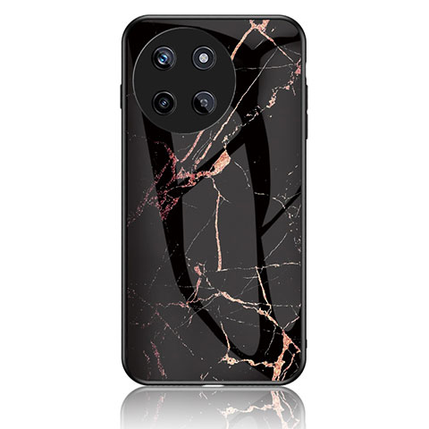 Coque Contour Silicone et Vitre Motif Fantaisie Miroir Etui Housse pour Realme 11 4G Or et Noir