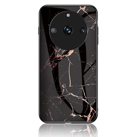 Coque Contour Silicone et Vitre Motif Fantaisie Miroir Etui Housse pour Realme 11 Pro+ Plus 5G Or et Noir