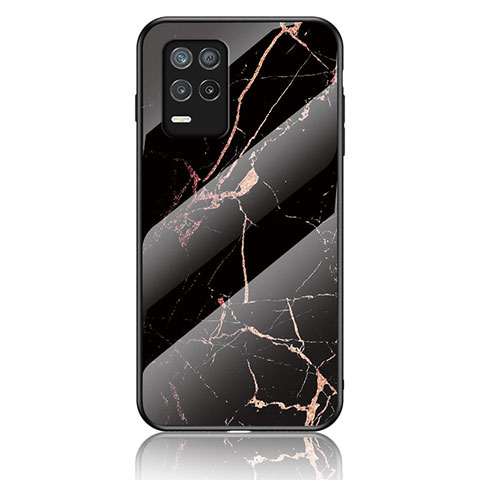 Coque Contour Silicone et Vitre Motif Fantaisie Miroir Etui Housse pour Realme 8s 5G Or et Noir