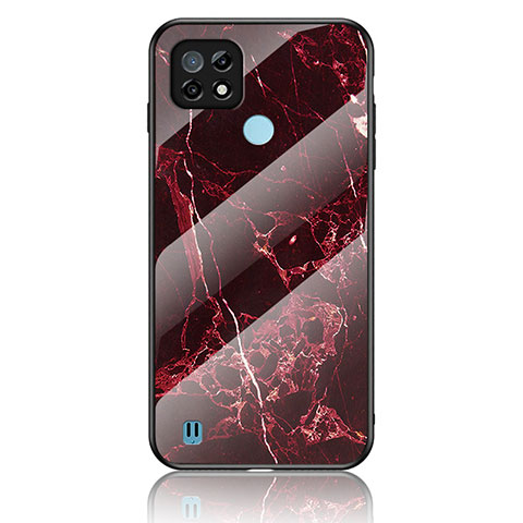 Coque Contour Silicone et Vitre Motif Fantaisie Miroir Etui Housse pour Realme C21 Rouge