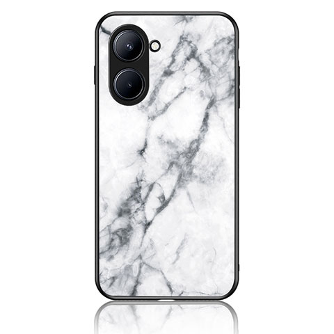 Coque Contour Silicone et Vitre Motif Fantaisie Miroir Etui Housse pour Realme C33 (2023) Blanc