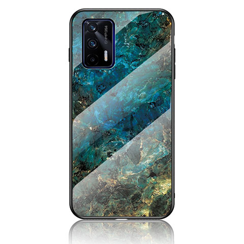 Coque Contour Silicone et Vitre Motif Fantaisie Miroir Etui Housse pour Realme GT Neo 2T 5G Bleu