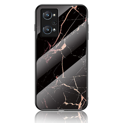 Coque Contour Silicone et Vitre Motif Fantaisie Miroir Etui Housse pour Realme GT Neo 3T 5G Or et Noir