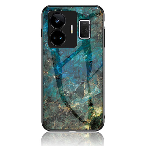 Coque Contour Silicone et Vitre Motif Fantaisie Miroir Etui Housse pour Realme GT Neo5 240W 5G Bleu